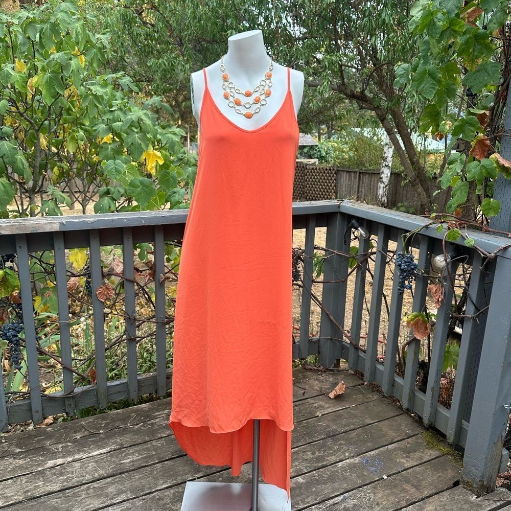 BCBGMAXAZRIA “Rory” High–Low Slip Dress — Vermillion | XXS |‎ A-1751